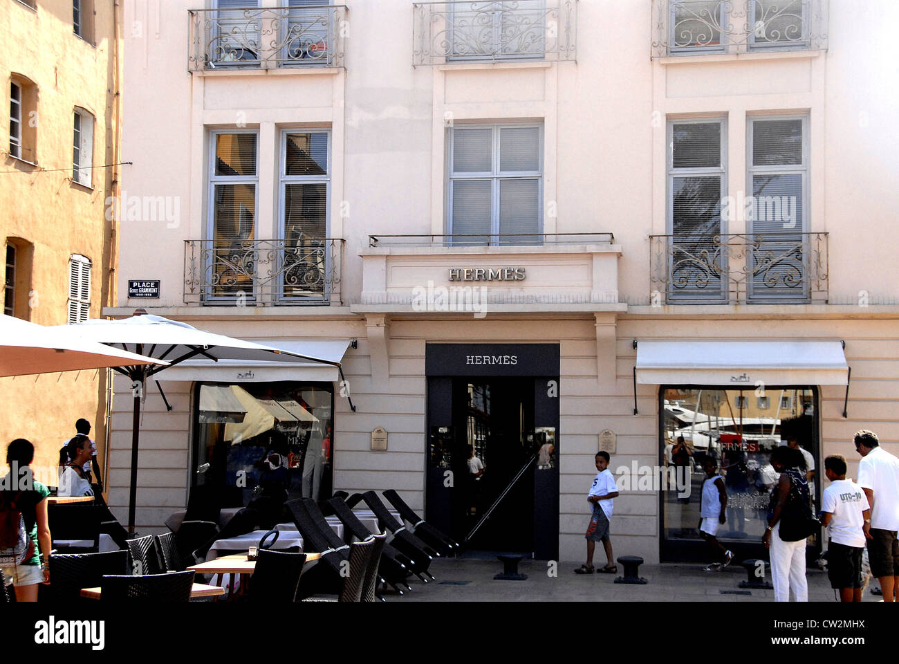 Hermes boutique and Musee de l'Annonciade Saint Tropez Provence Cote-d'Azur  France Stock Photo - Alamy