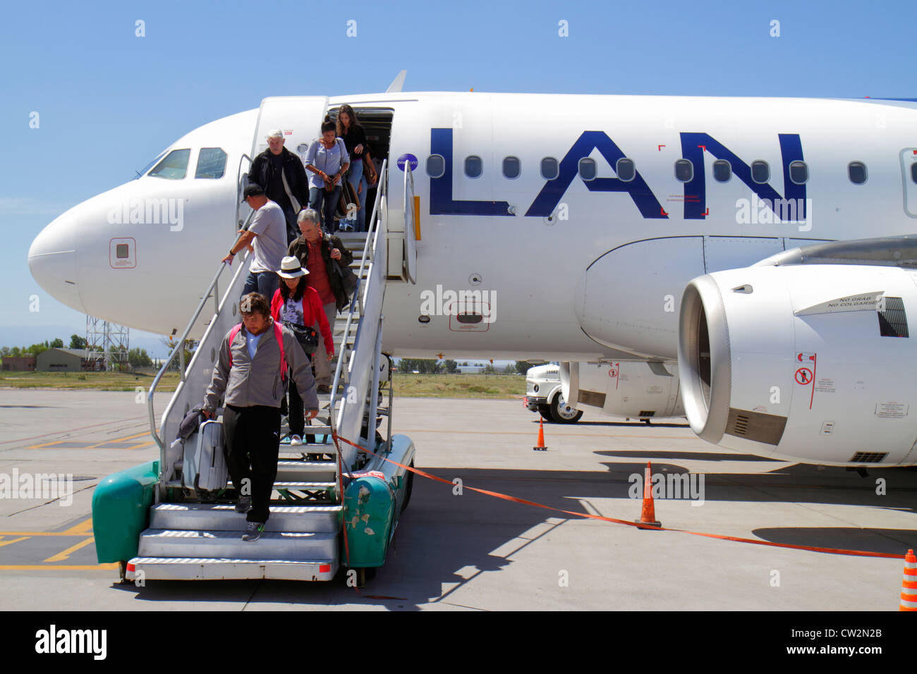 Mendoza Argentina,Aeropuerto Internacional Gobernador Francisco Gabrielli y El Plumerillo,MDZ,International Airport,LAN Airline,aircraft,jet,ramp,apro Stock Photo