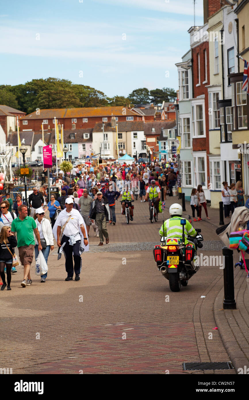 Crowded streets at Weymouth during the Olympic sailing events in August