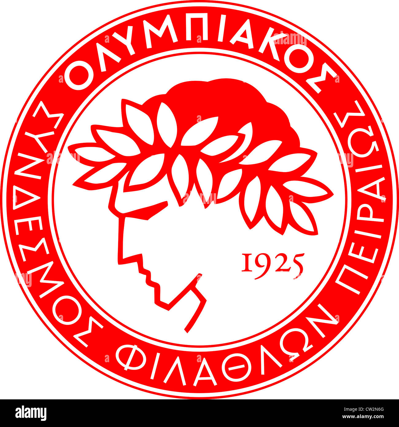 Logo of Greek football team Olympiakos Piraeus. Stock Photo