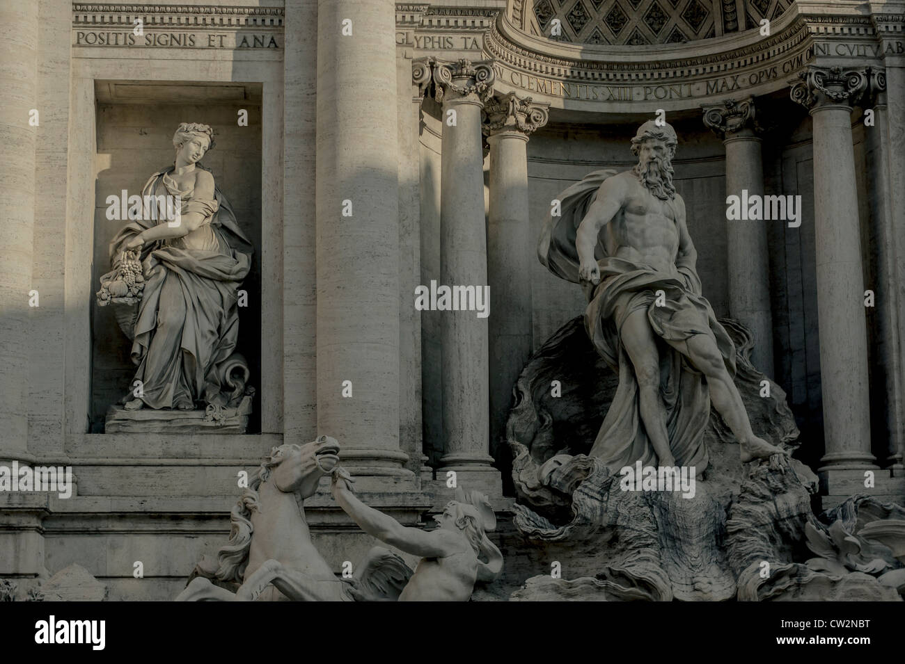 Close up detail at the Trevi Fountain, Rome, Italy Stock Photo