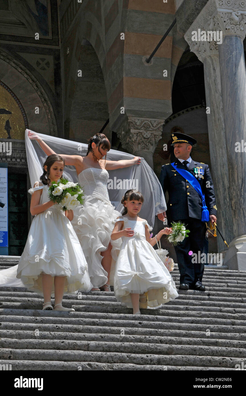 Bride Groom St. Andrew's Cathedral Amalfi Italy Mediterranean Sea Coast Cruise Europe Stock Photo