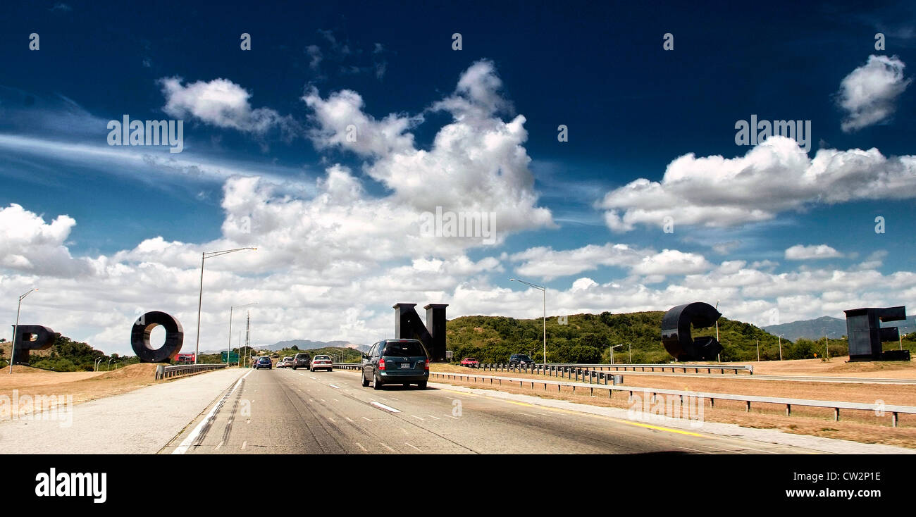 PONCE - Puerto Rico's second city Approach to the city on Route 52 Stock Photo