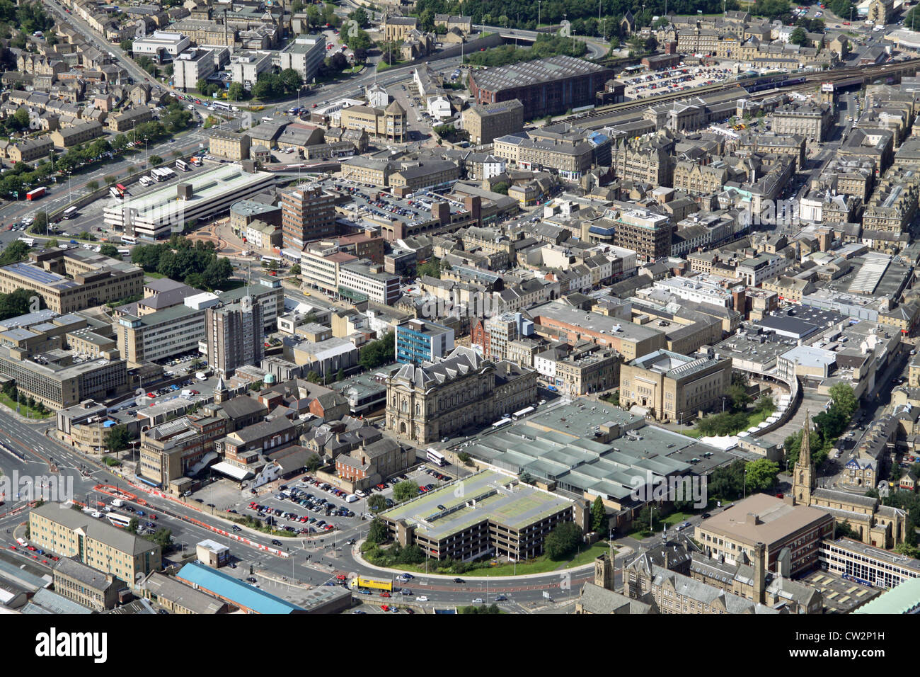 aerial view of Huddersfield town centre Stock Photo