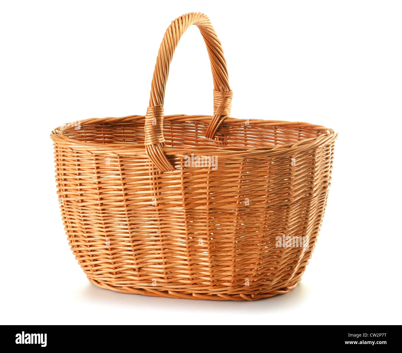Empty wicker basket isolated on white Stock Photo