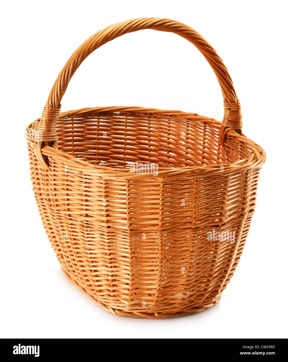 Empty wicker basket isolated on white Stock Photo - Alamy