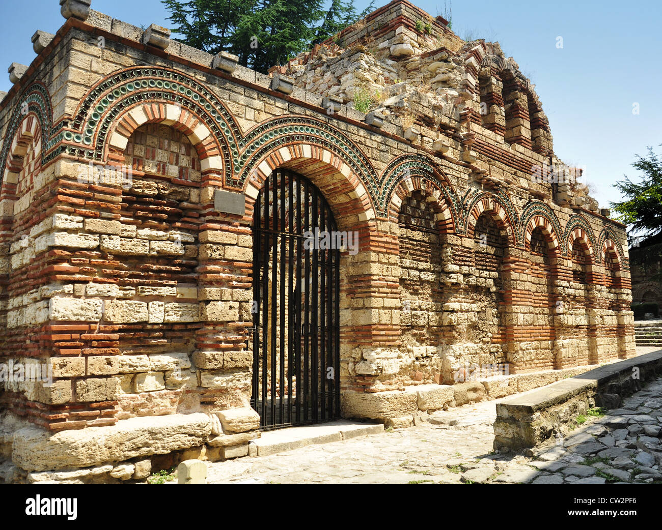 Ruins of Church of the Holy Archangels Michael and Gabriel, Nesebar, Bulgaria Stock Photo