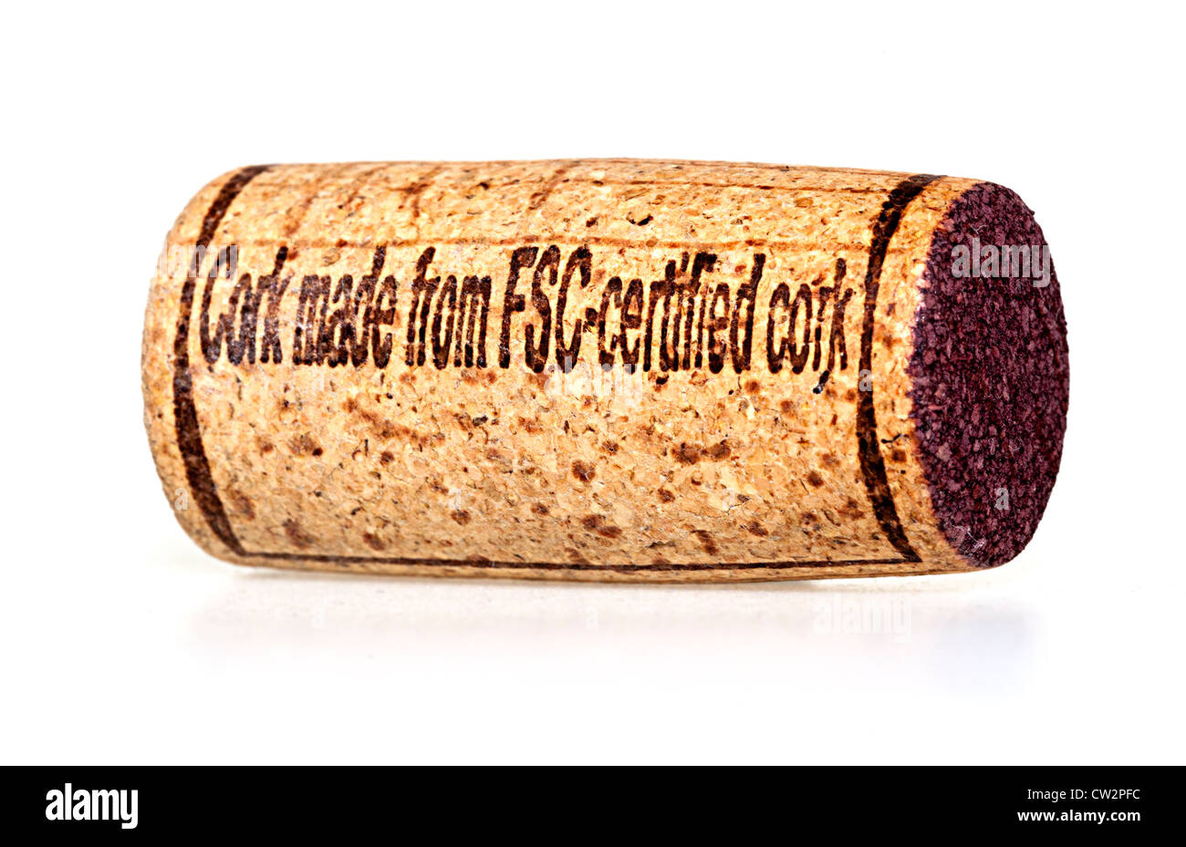 Wine cork made from FSC certified cork Stock Photo