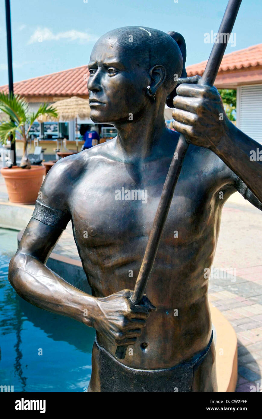 PUERTO RICO a bronze statue of a Taino man. Stock Photo