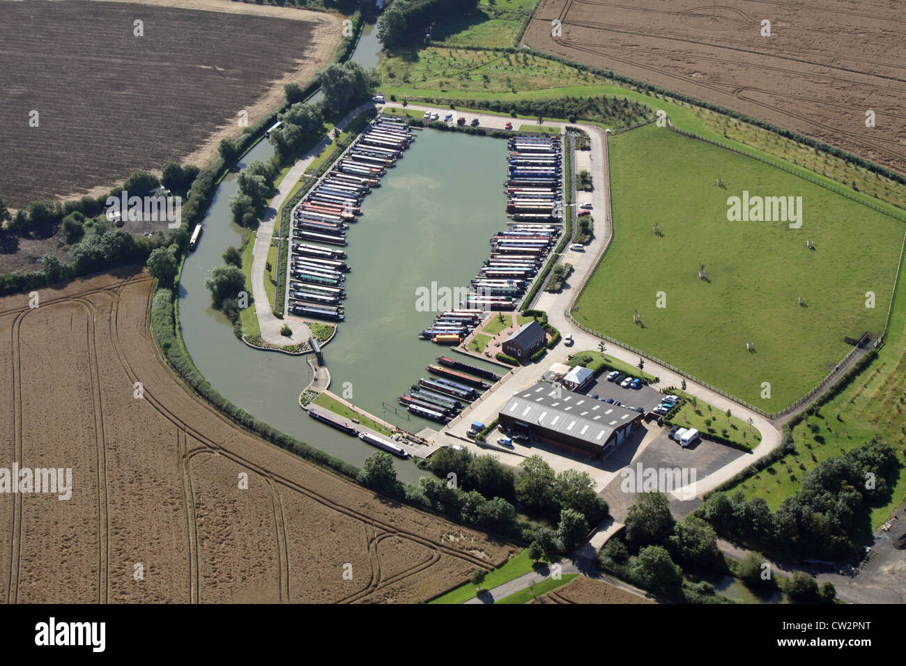 aerial view of Heyford Fields Marina near Northampton Stock Photo