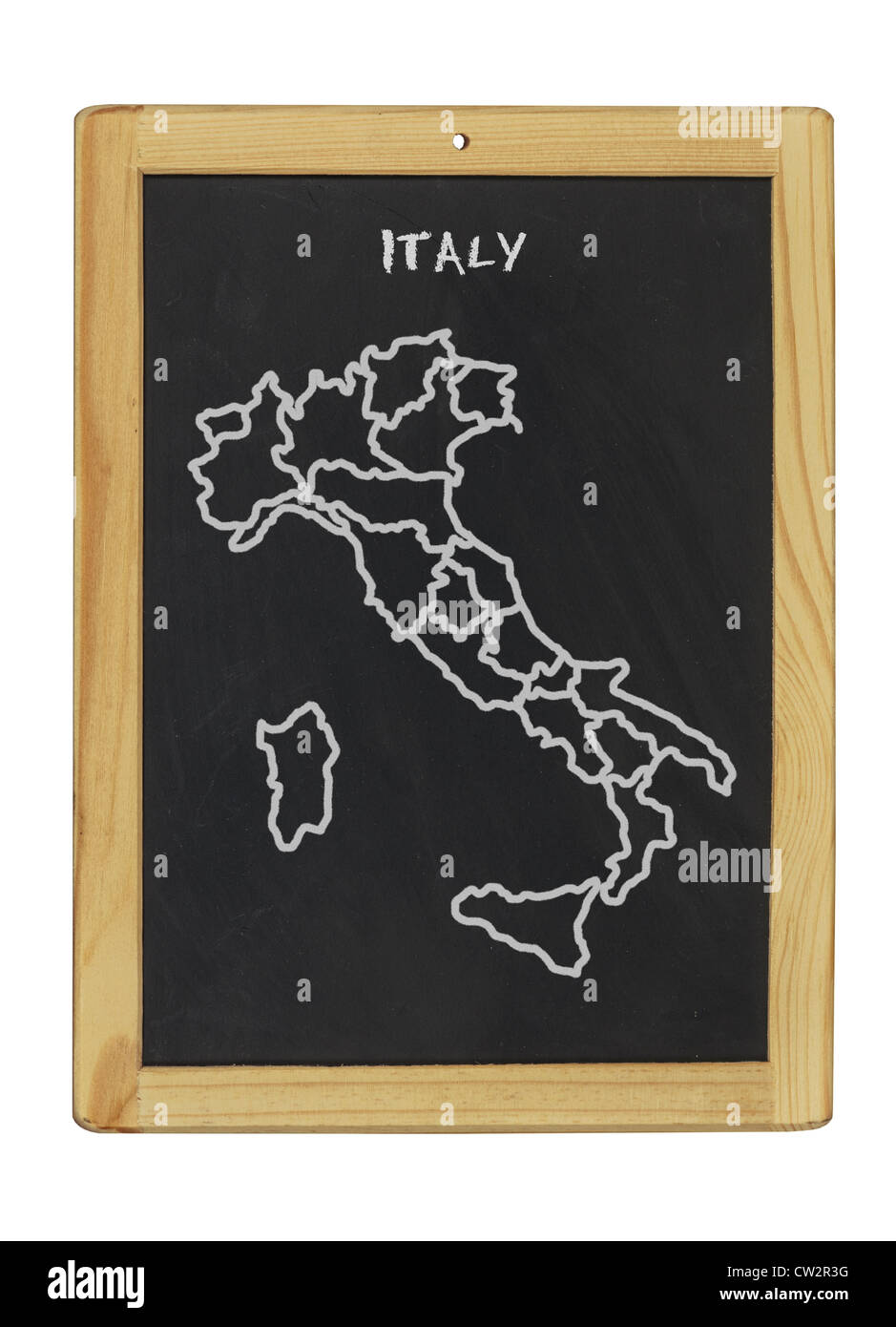 map of italy on a chalkboard Stock Photo