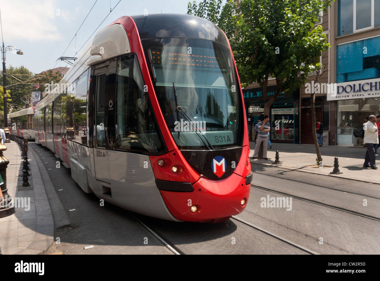 Electric tram train Istanbul Turkey Stock Photo