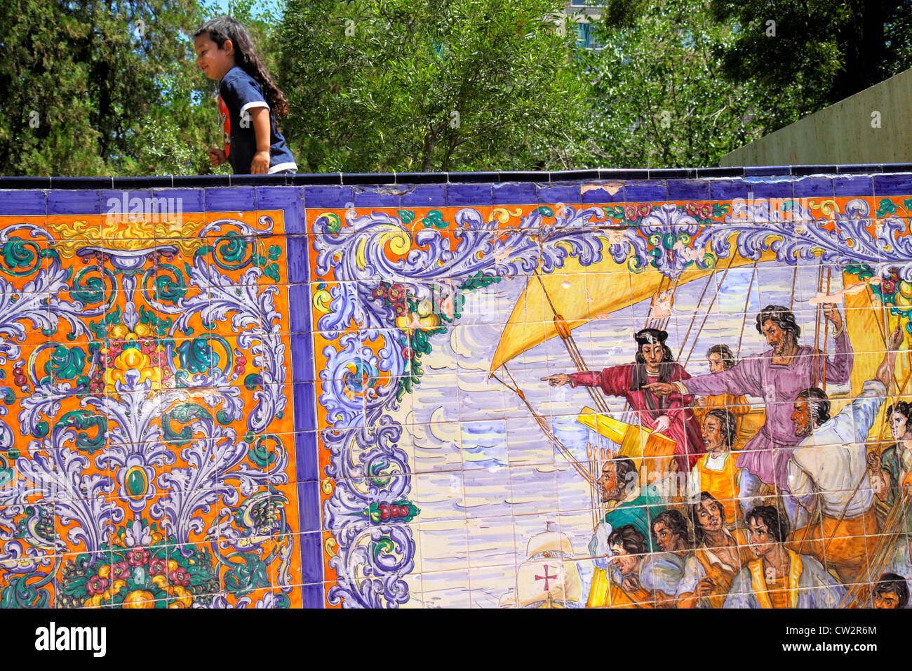 Mendoza Argentina,Plaza Espana,Spanish Fraternity Monument,Majolica tile mosaic,Spanish conquest,Hispanic Latin Latino ethnic immigrant immigrants min Stock Photo