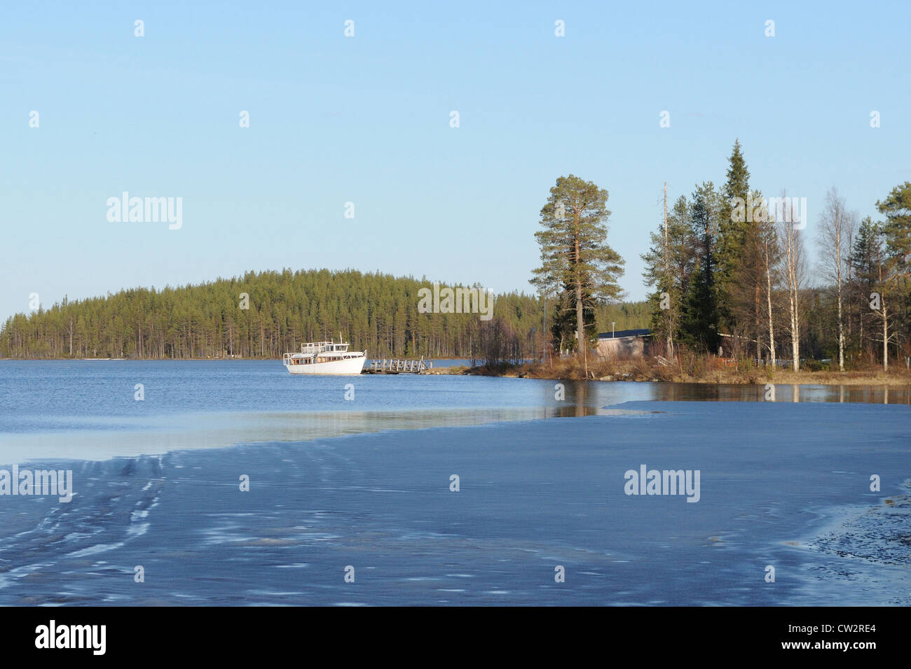 typical frozen lake in Karelia Stock Photo