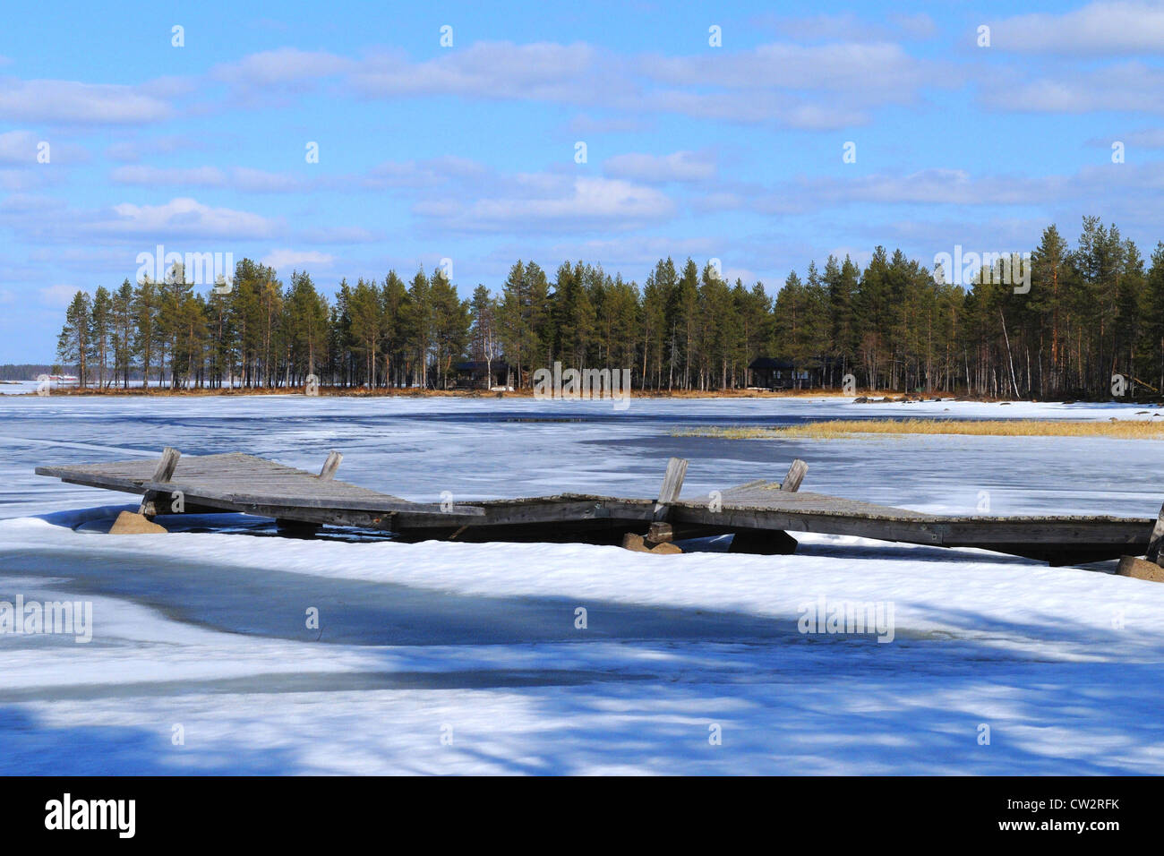 Typical Finnish lake, pure water, the Arctic Circle,taiga,nature,wild,arctic landscape,frozen,karelia, finland, europe, EU Stock Photo