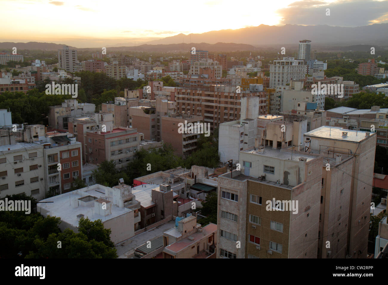 Mendoza Argentina,aerial view from Edificio Gomez,skyline,buildings,city skyline,high rise skyscraper skyscrapers building buildings condominium resid Stock Photo