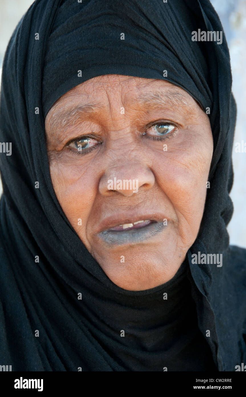 Nubian Woman , Nubian village next to Aswan Egypt Stock Photo