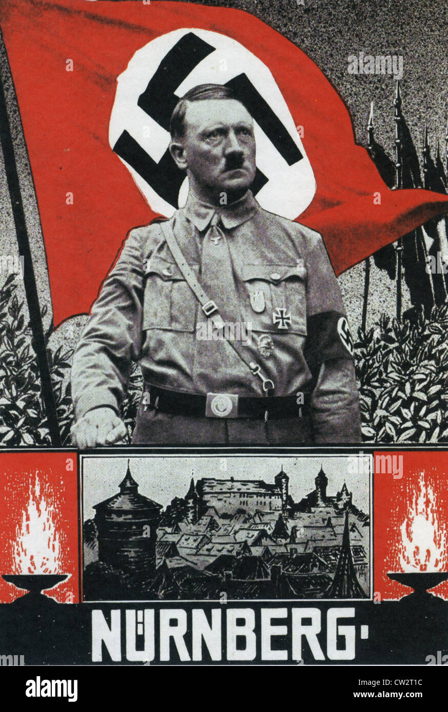 HITLER ON A NUREMBERG 1936 RALLY poster Stock Photo
