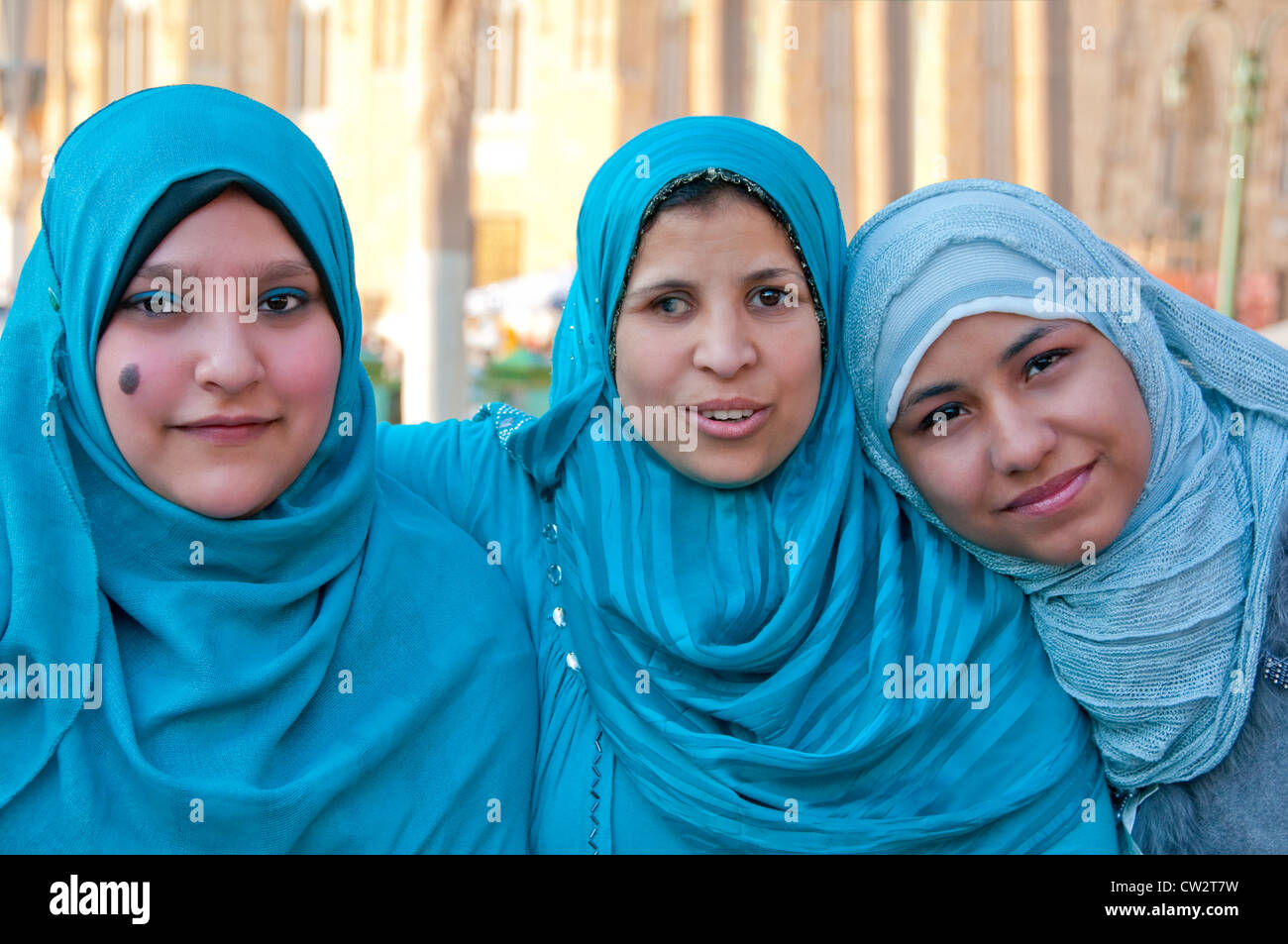 Veiled Egyptian women Cairo Egypt Stock Photo