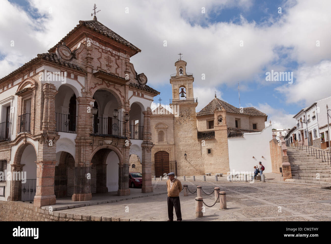 Antequera, Andalucia, Andalusia, Spain, Europe. Plaza del Portichuelo, Church of Santa Maria de Jesus. Stock Photo