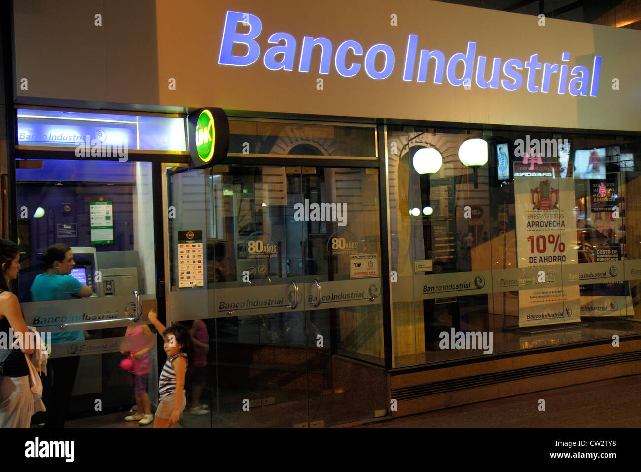 Mendoza Argentina,Avenida San Martin,Banco Industrial,closed,after hours,ATM,automated teller machine,withdraw,cash,currency,money,banking,Hispanic wo Stock Photo