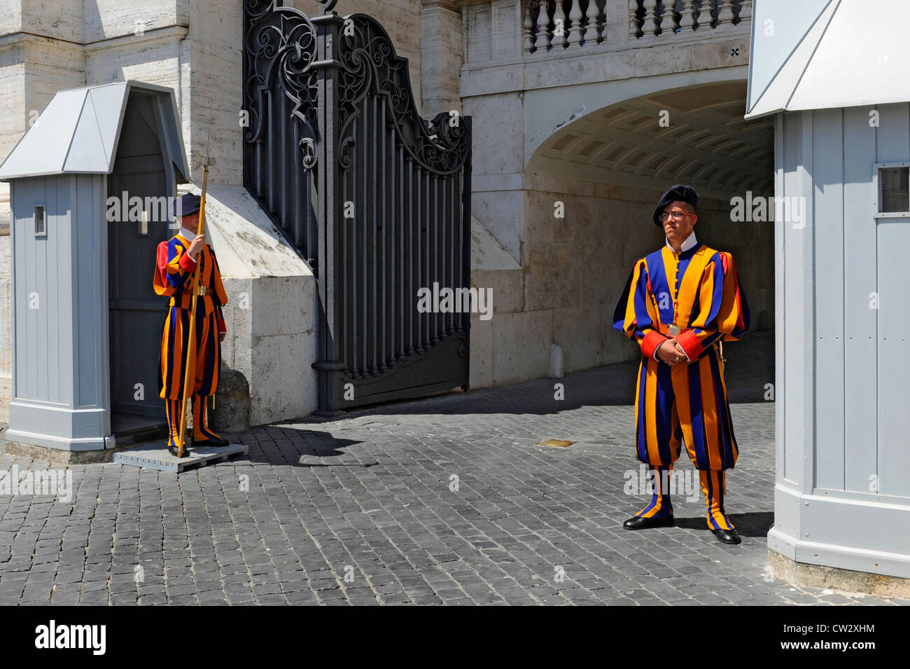 Uniformed Vatican guards outside Rome Italy Europe Stock Photo