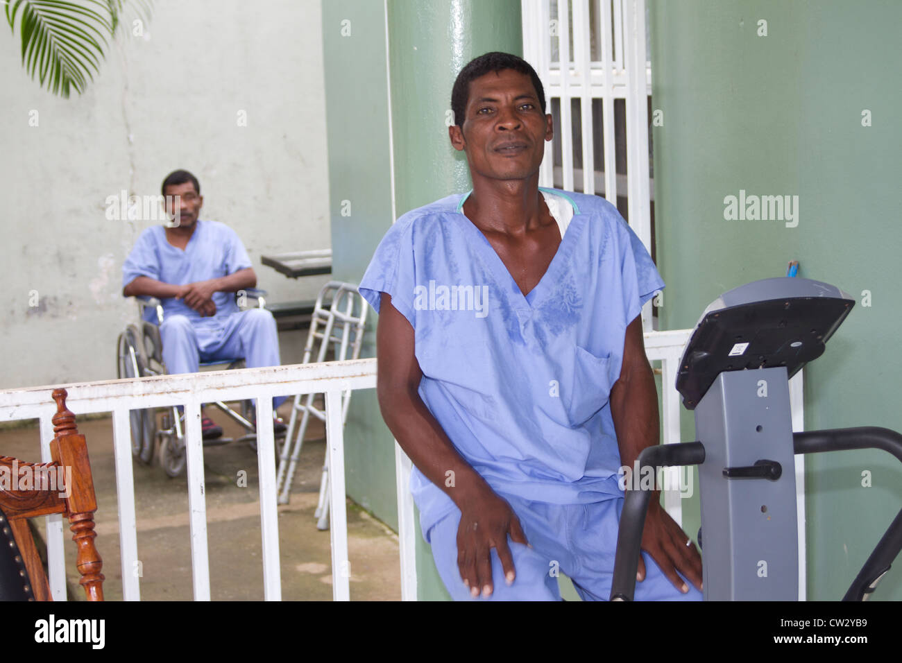 Lobster Divers in Honduras struggle with decompression illness brought on by diving too much and too deep. Stock Photo