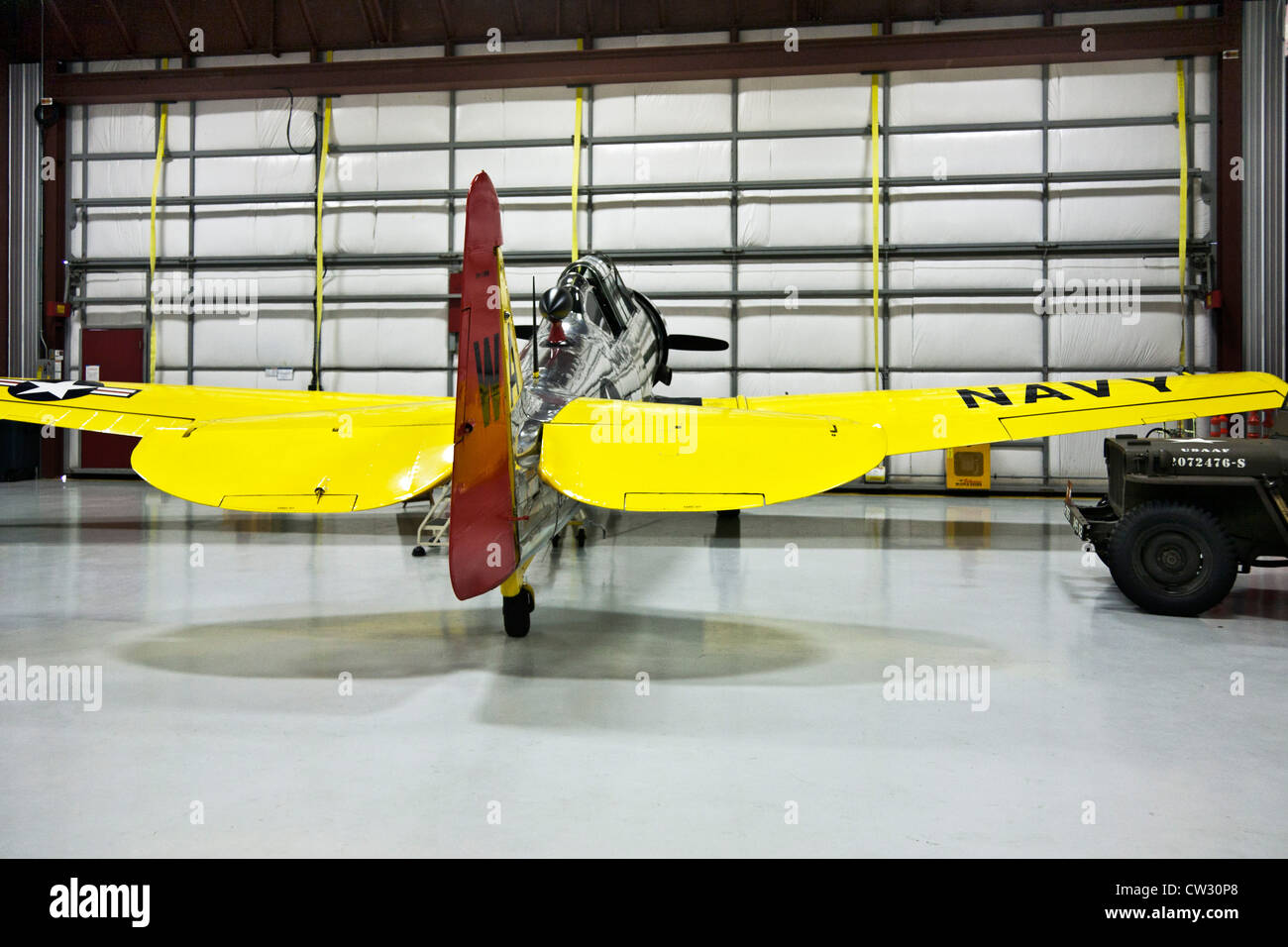 rear view of graceful restored North American T-6 Texan advanced trainer used to train fighter pilots during WWII Stock Photo