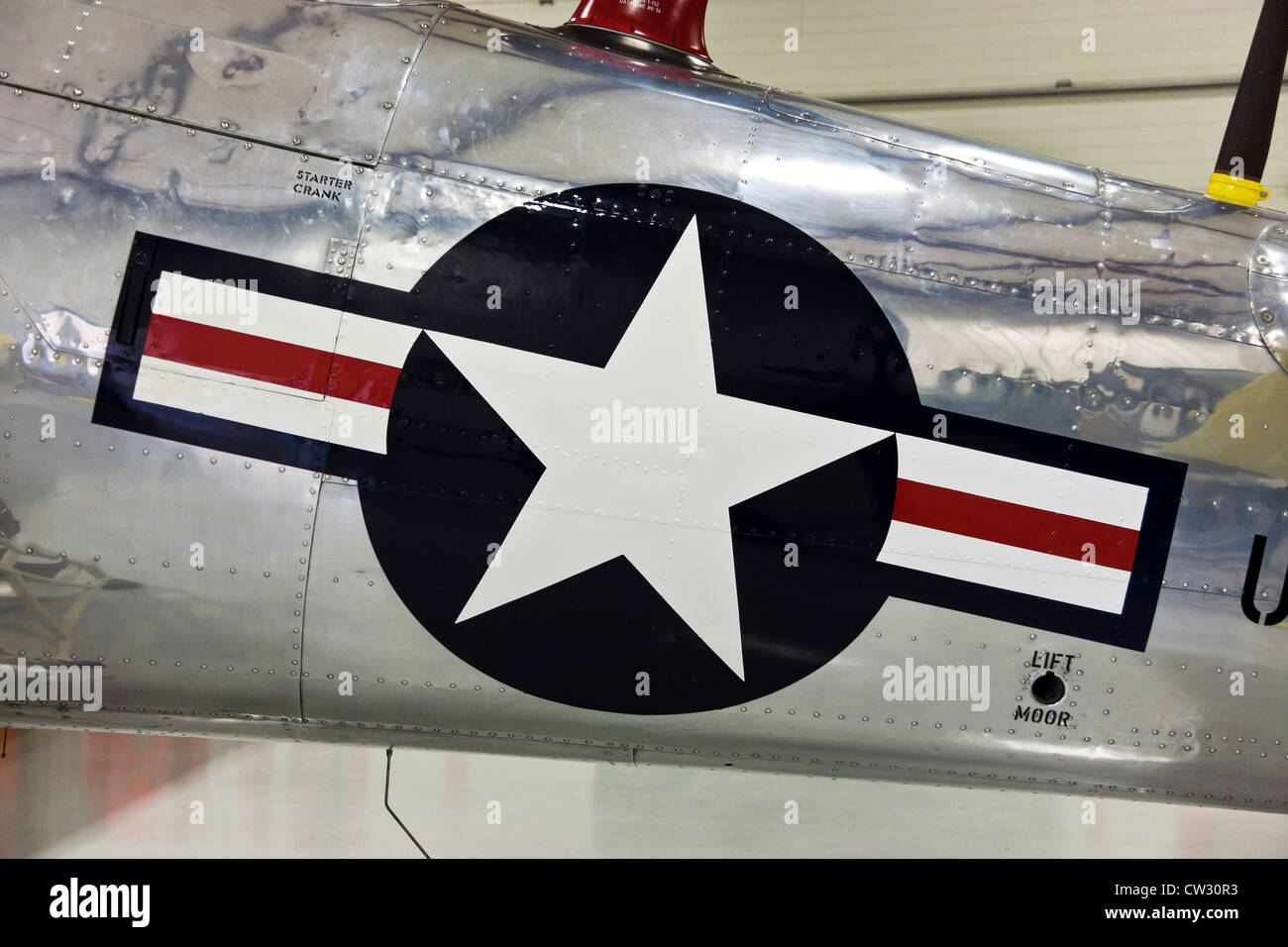US Navy military aircraft logo roundel on side restored North American T-6 Texan advanced trainer used to train fighter pilots Stock Photo