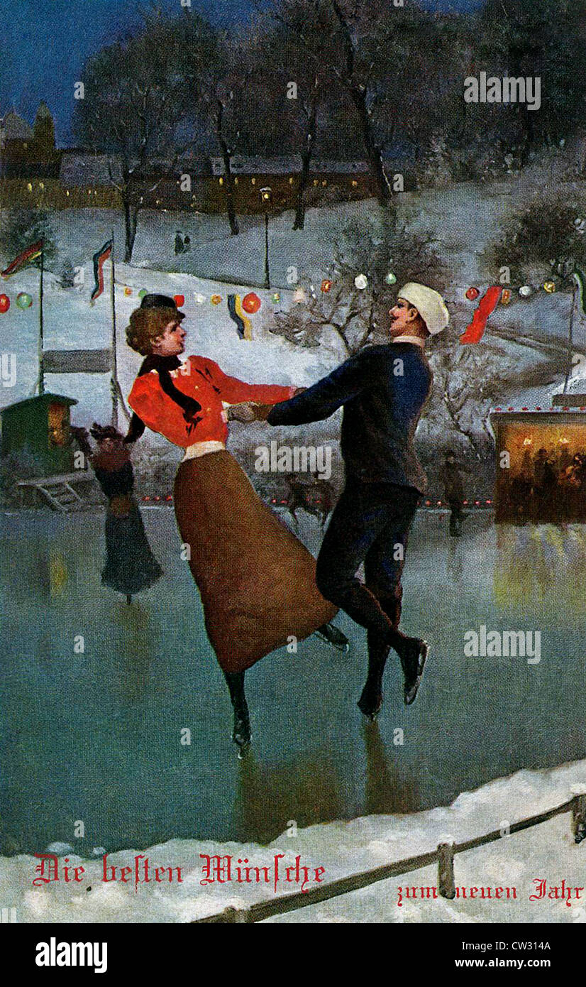 Mann und Frau laufen Schlittschuh,  | Stock Photo