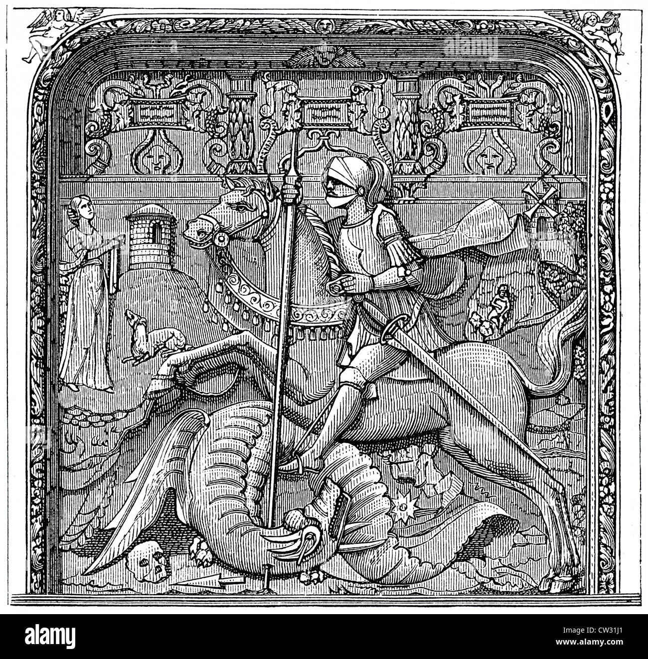 St. George the dragon slayer Stock Photo