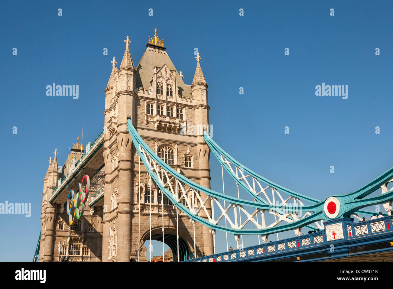 Tower Bridge, with the Olympic rings celebrating the 2012 Olympic Games