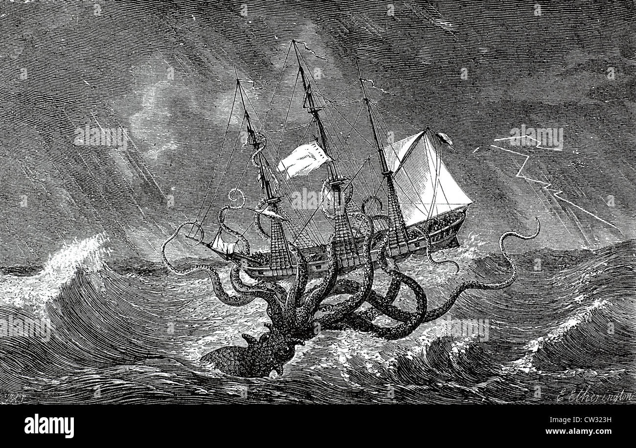 What the sailors tell of the Kraken Stock Photo