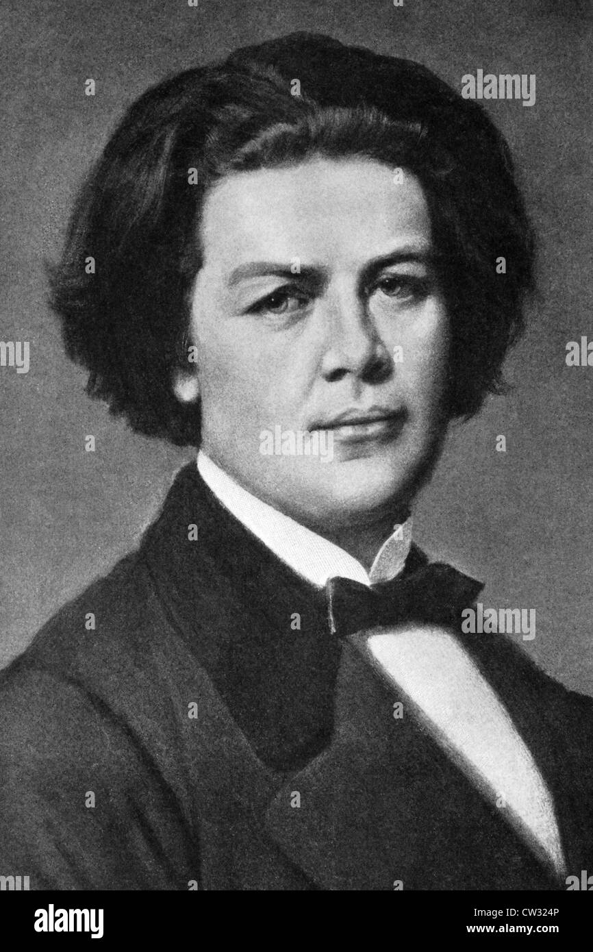 Anton Rubinstein (1829-1894) on engraving from 1908. Russian pianist, composer and conductor. Stock Photo