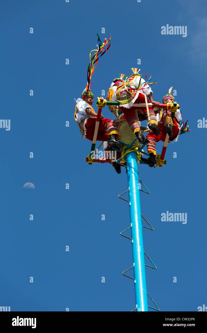 Flying Rods Mexico Mexico,Quintana Roo,Playa del Carmen, flying voladores Stock Photo - Alamy