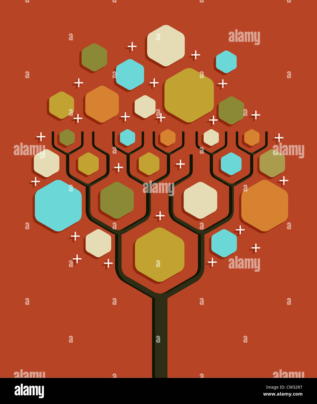 Social network tree business blank diagram layout. Vector illustration layered for easy manipulation and custom coloring. Stock Photo