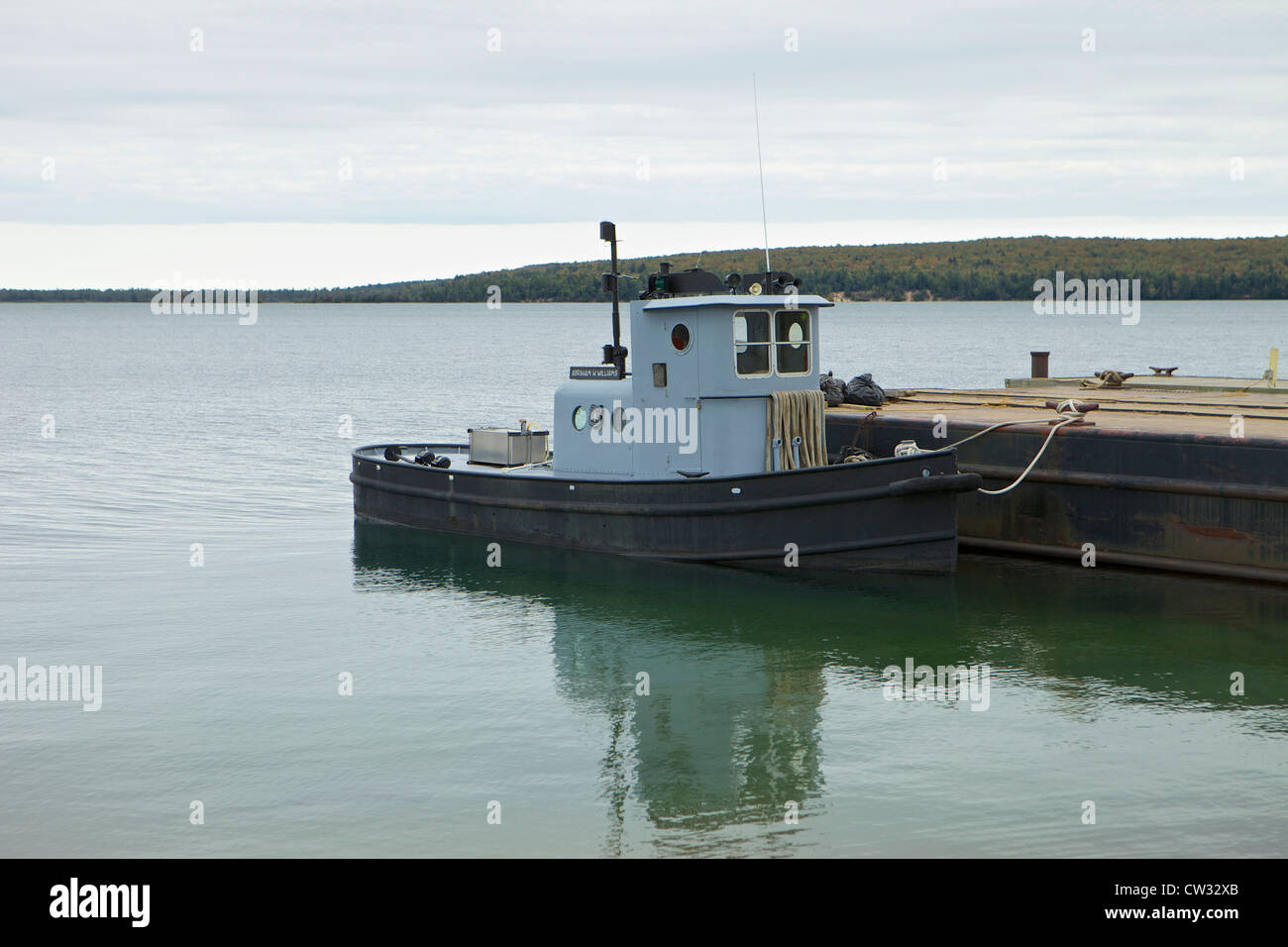 The U.S. Forest Service boat Abraham M. Williams at dock in Munising, Michigan Stock Photo