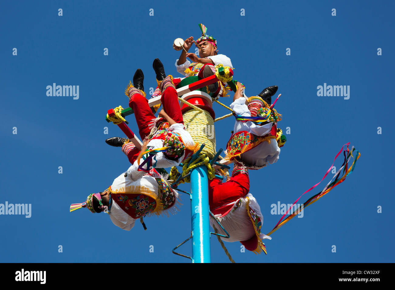 Flying Rods Mexico Mexico,Quintana Roo,Playa del Carmen, flying voladores Stock Photo - Alamy