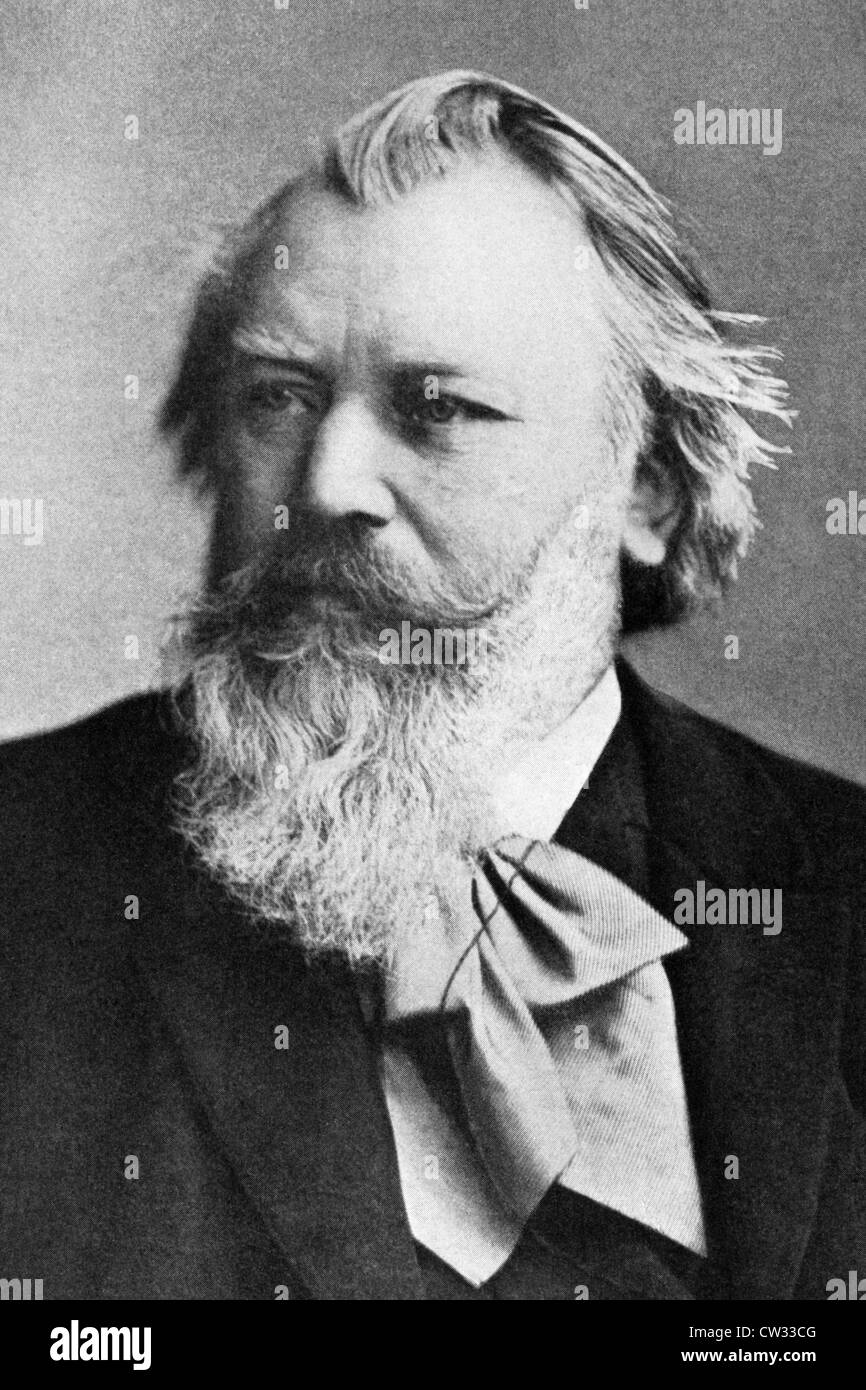 Johannes Brahms (1833-1897) on engraving from 1908. German composer and
