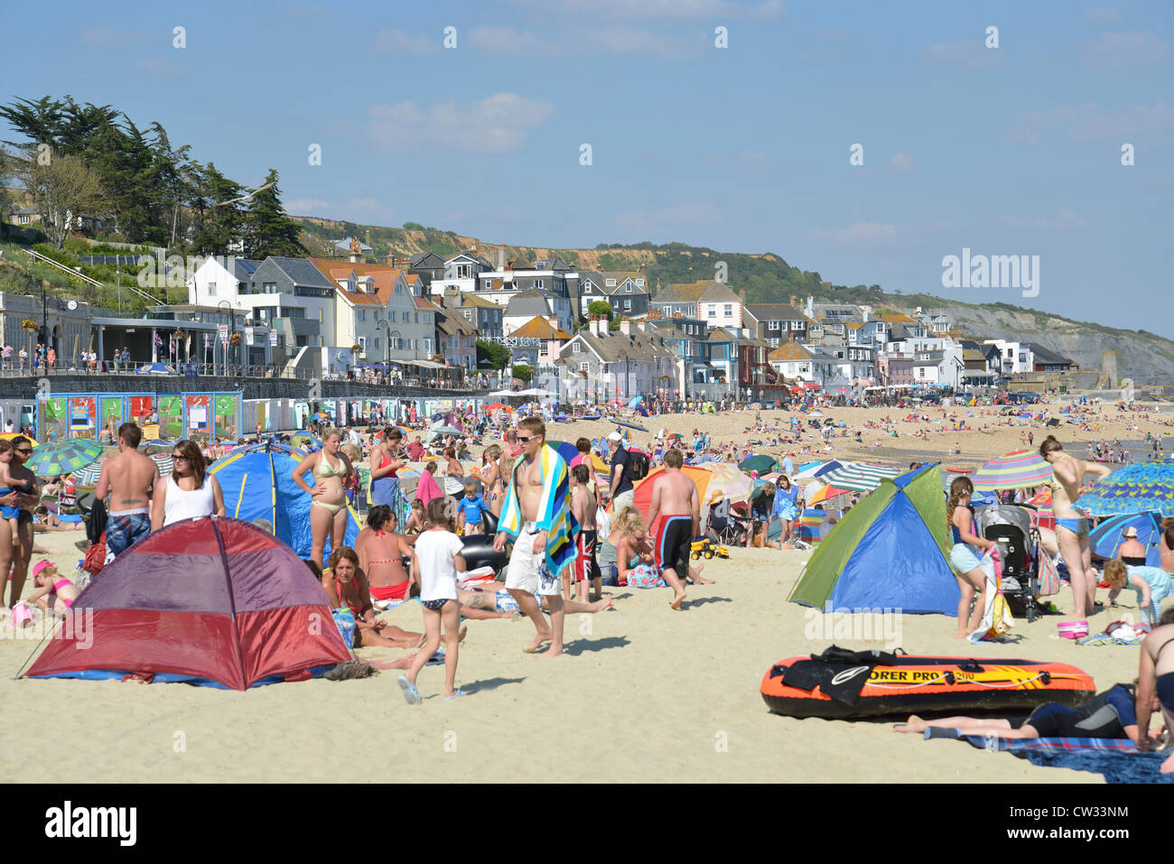 Beach and seafront view, Lyme Regis, Dorset, England, United Kingdom Stock Photo