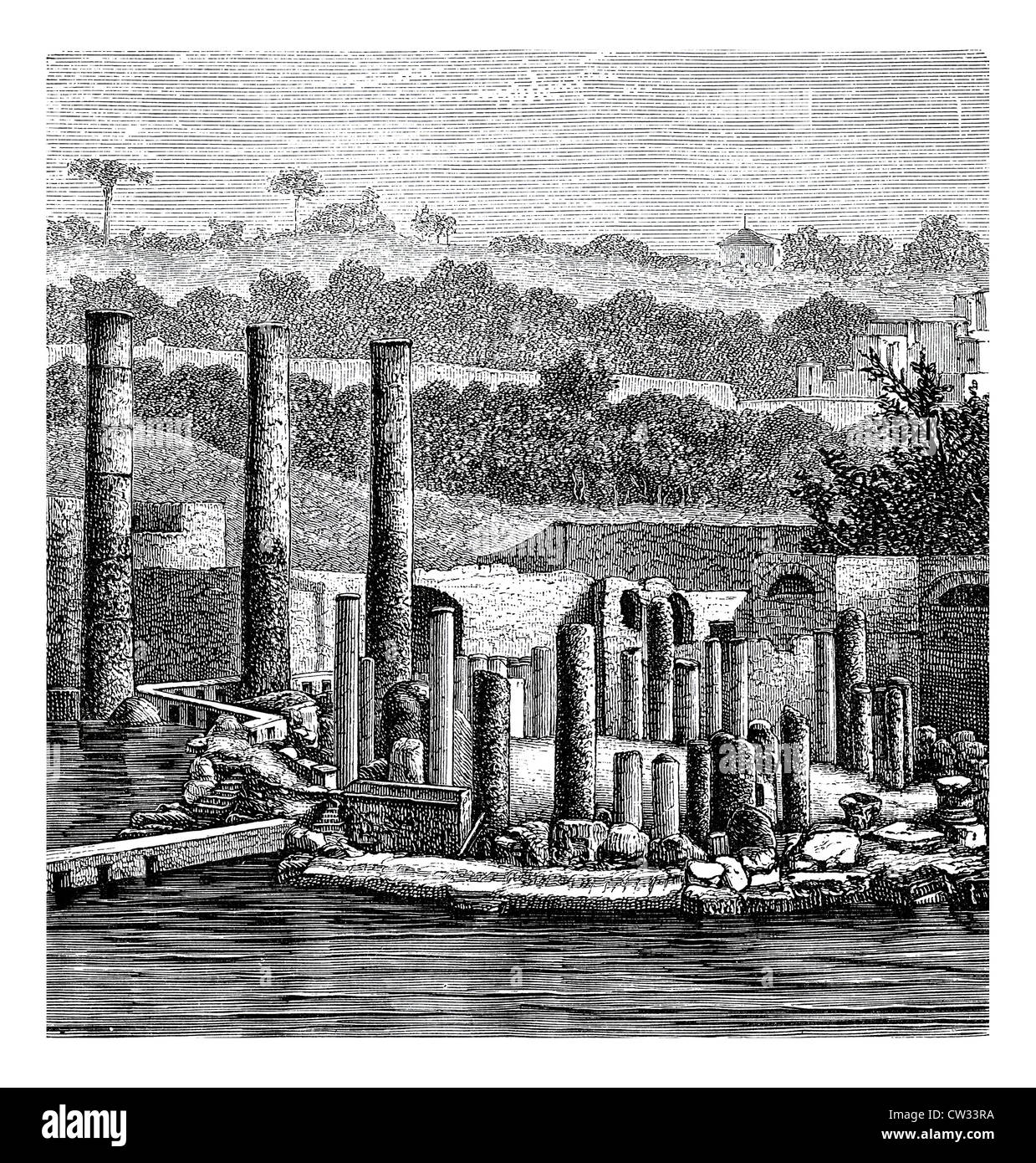 Ruins of the Temple of Serapis in Pozzuoli Stock Photo