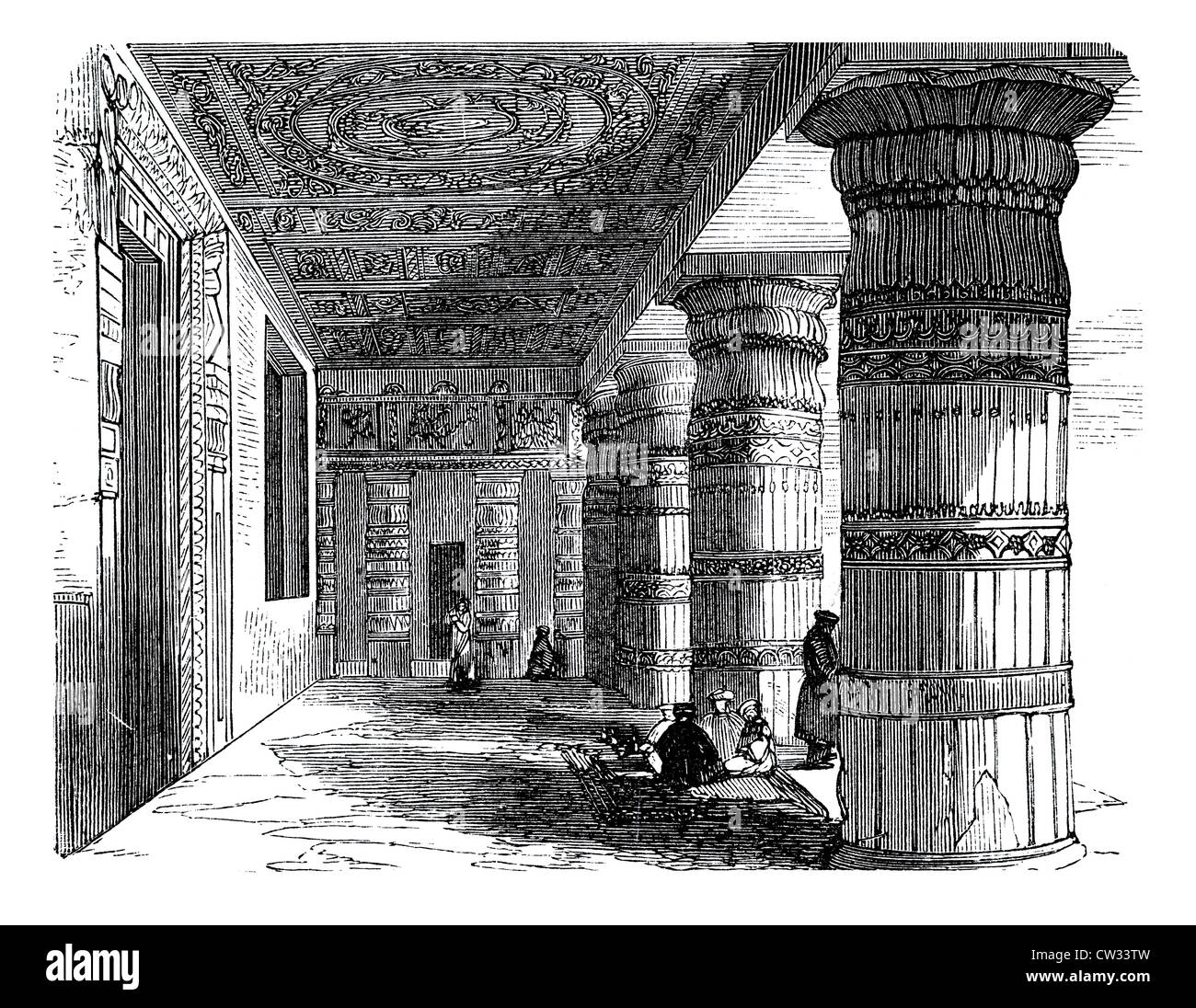 Rock temple at Elephanta Island Stock Photo