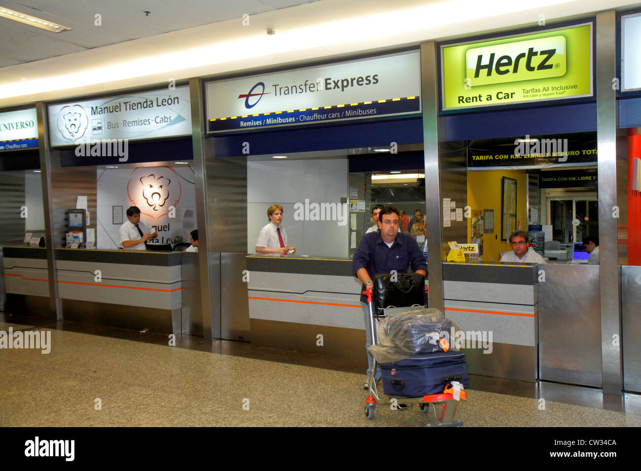 Buenos Aires Argentina,Jorge Newbery Airport,airfield,AEP,car cars rental, rent a car cars,counter,ground transportation,buses,cabs,Hertz,Hispanic  Lati Stock Photo - Alamy