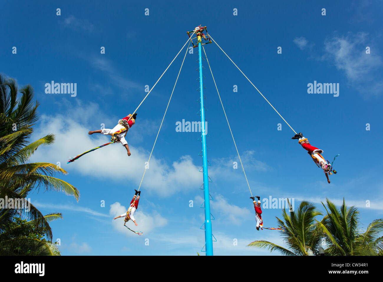 Flying Rods Mexico Mexico,Quintana Roo,Playa del Carmen, flying voladores Stock Photo - Alamy