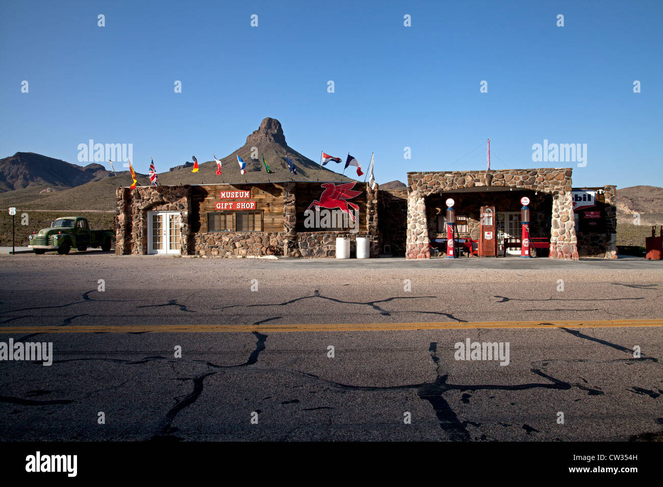 The restored Cool Springs gas station along Route 66 in western Arizona. Stock Photo