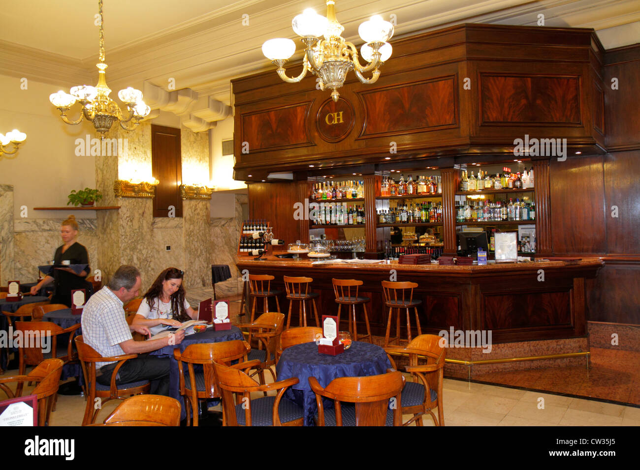 Buenos Aires Argentina,Avenida de Mayo,Castelar Hotel & Spa,restaurant restaurants food dining cafe cafes,historic hotel,hotels,bar lounge pub,liquor, Stock Photo