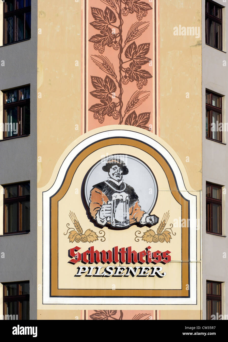 Berlin Schultheiss Pilsner Werbeschild Stock Photo