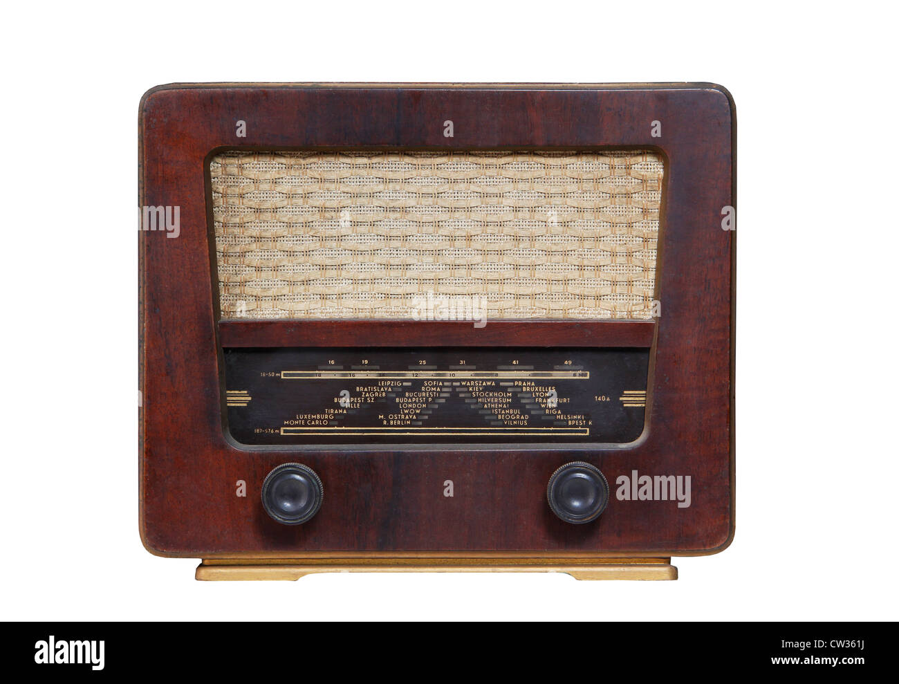 vintage radio isolated on the white background Stock Photo