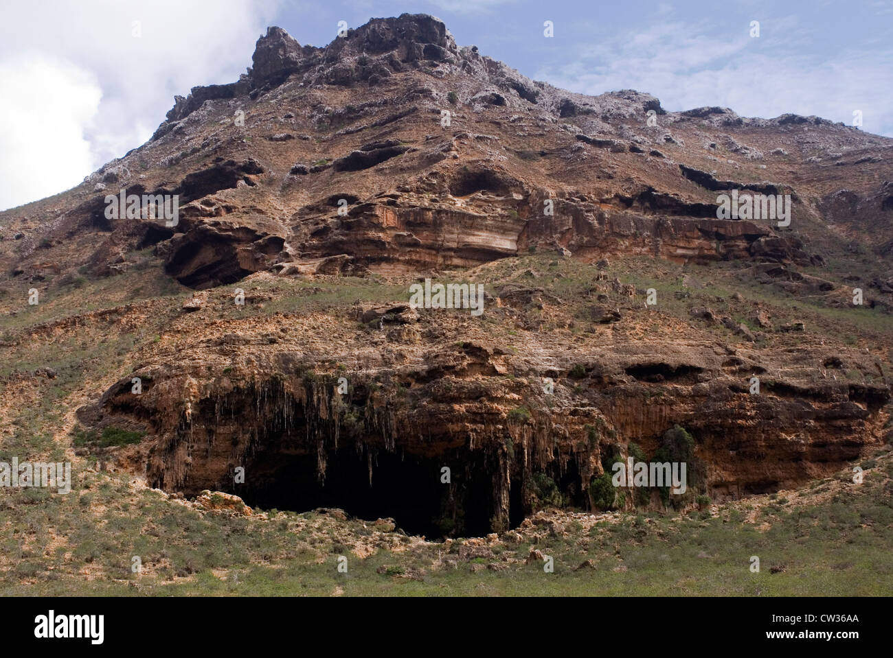 Cave entrance of Dogub, Socotra Island, Yemen,  Western Asia, Arabian Peninsula. Stock Photo