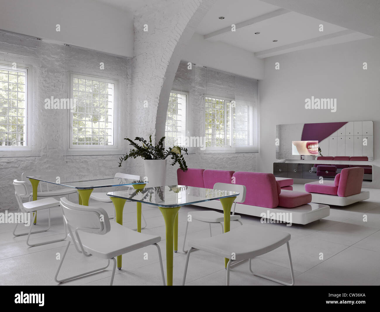 Contemporary living room in an italian contemporary house Stock Photo